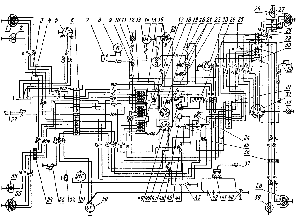 Схема электрооборудования тракторов МТЗ-80Л и MT3-82Л